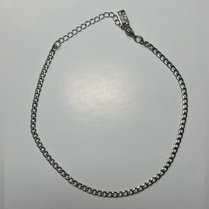 Silver Tone Chain Choker Necklace - Classic Curb Link